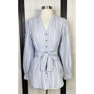 Anthropologie Building 18 South Seas Stripe Belted Button  Down Top. Size: 0